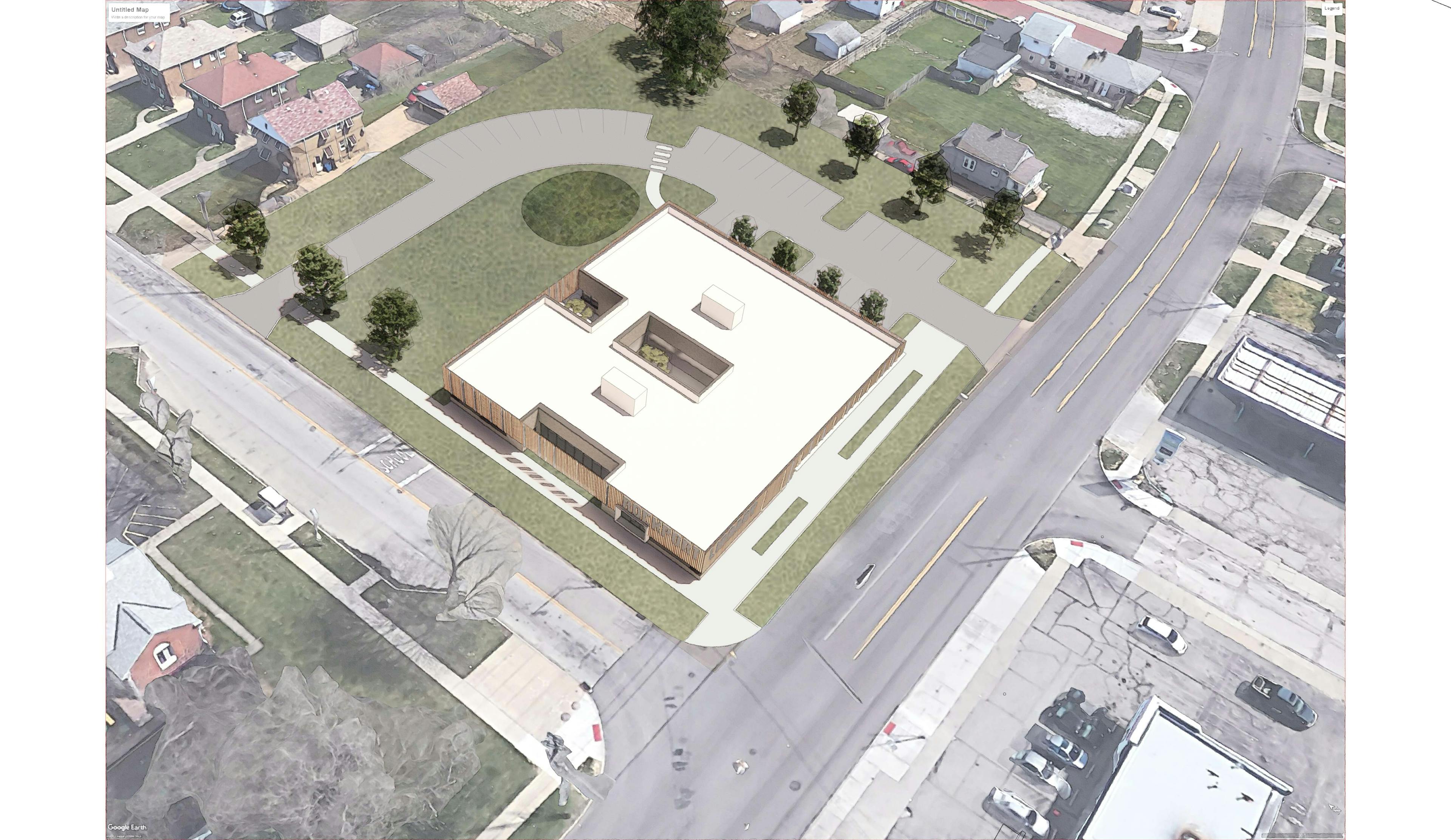 3d project of Cleveland Public Library - Rockport Branch top view